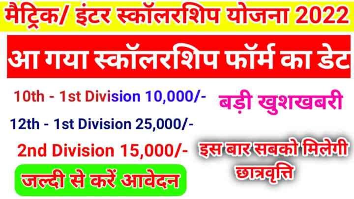 Bihar Board Class 10th 12th 1st Division Scholarship 2022-23