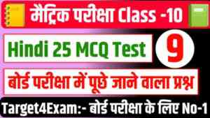BSEB Bihar Board Class 10th Hindi ( जीत जीत मै निरखत हूँ ) MCQ Test 2024 || Matric Board Exam 2024